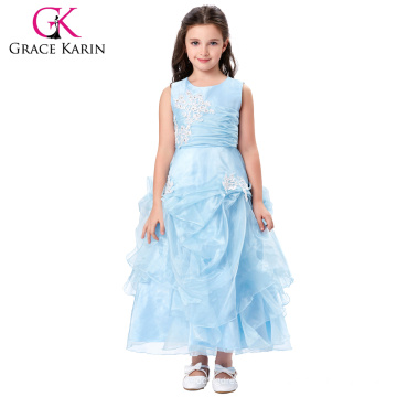 Grace Karin sans manches Ruffled Flower Girl Princesse Robe de demoiselle d&#39;honneur Princesse de mariage CL010407-1